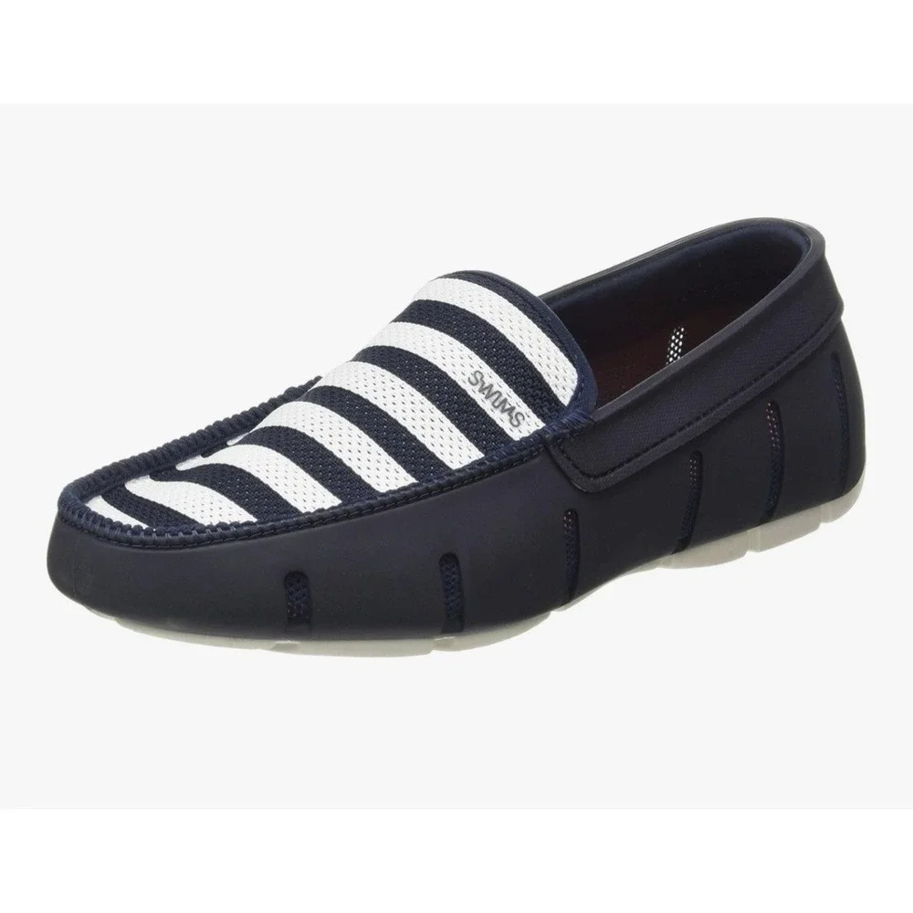 Swims Striped Venetian Loafers Boat Shoe Water Moccasin Men's SlipOn Size 9 Navy